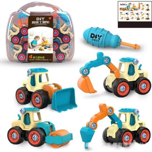 Drilling Screw 3D Creative Excavator Puzzle Toys Cars Children Building Bricks Boys DIY Engineering Disassembly Educational Toy