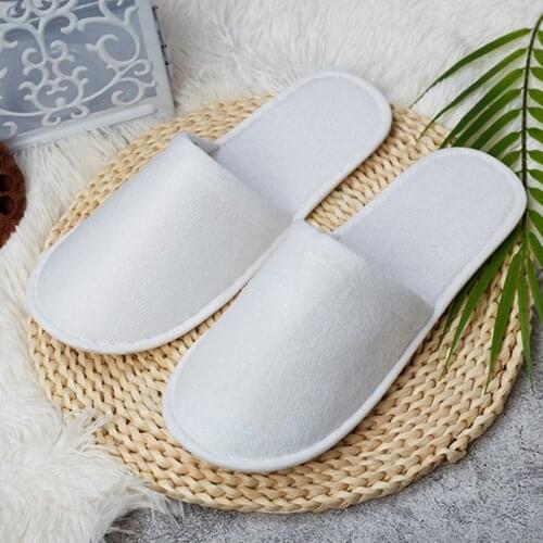 Disposable Slippers Unisex Hotel Spa Non-slip White Flat Slipper Lightweight Travel Guest Home Slippers For Women Men Platform