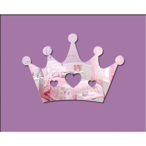 Princess Crown 3D mirror wall sticker , decorative mirror frame sticker for bedroom Nersury living room deco