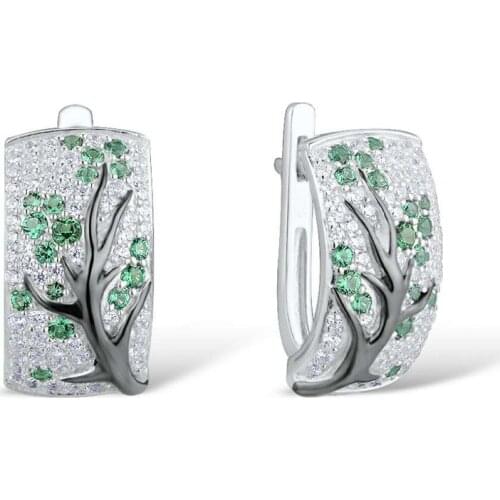 2019 New Luxury Best Friend Rose Flower Earring U Shape Hoop Earrings for Women Wedding Brincos Cubic Zircon 925 Silver Earings