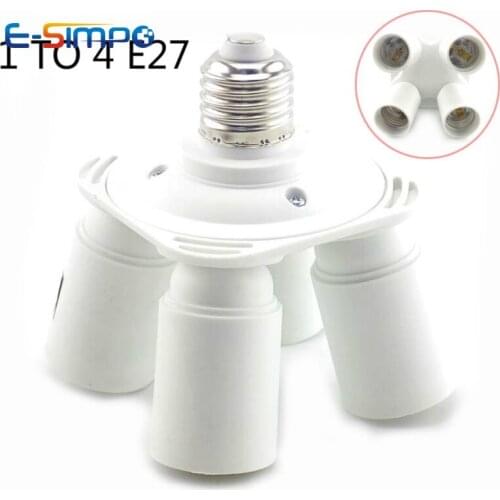 4 in 1 1E27 to 4E27 100-240V LED Bulb Holder Splitter Adapter 1E26-4E26 Edison Screw Lamp Base Socket Converter Adapter