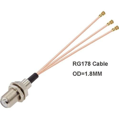 1PCS F Female to 3 u.FL IPX IPEX1 Female Adapter 1 t o 3 Splitter Pigtail RF1.37 Cable WIFI 3G 4G Antenna Extension Jumper Cord