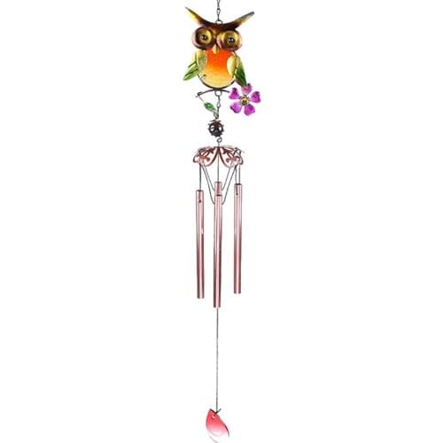 1 Pcs Garden Patio Flexible Owl Wind Chimes With 4 Hollow Tubes Or Crisp Sound Wind Bell Fabulous Gift For Friends