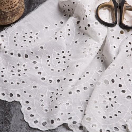 100x140cm 100%Cotton Fabric Embroidered White Hollow Lace Cloth Sewing Fabrics for Patchwork DIY Wedding Dress Handmade Material