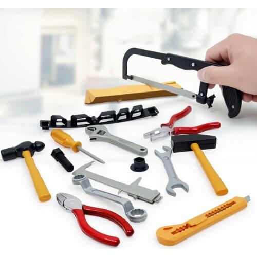 Kids 14PCS Plastic Simulation Repair Maintenance Tools Pliers Hammers Screwdrivers Drills Screws Wrenches Set Pretend Play Toy