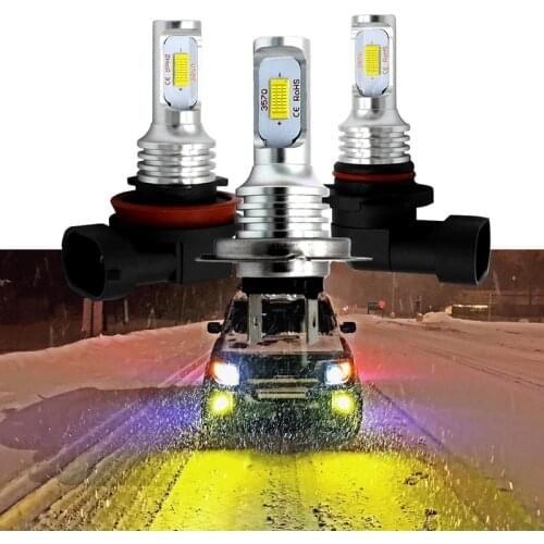 2x H7 H1 H3 H8 H9 H11 HB4 9006 LED Car Fog Light 6000K white 3000K Golden Yellow Auto Lamp Driving Bulbs Car Light Source