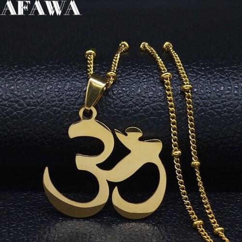 2021 Lotus Mala Yoga Chakra Stainless Steel Chain Necklace Women Gold Color Buddha Necklace Jewelry Gift collares mujer N1102S02