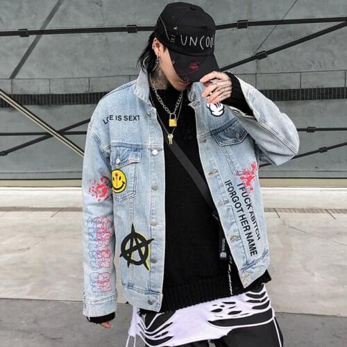2021 Fashion The New Graffiti Printing Loose Wild Cowboy Jacket Free Shipping