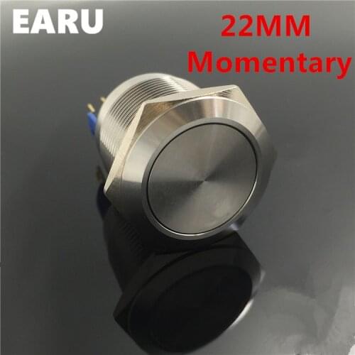 22mm Waterproof Momentary Stainless Steel Metal Doorbell Bell Horn Power Push Button Switch Car Auto Engine Start PC On