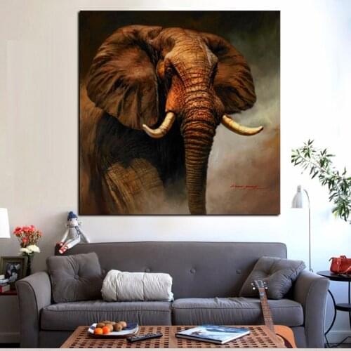 130x130cm Print Abstract Wall Art Canvas African Elephant Landscape Oil Painting on Canvas Animal Picture Poster For Living Room