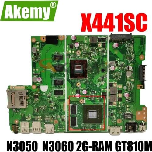 Akemy X441SC Laptop motherboard For Asus X441SC X441S F441S A441S mainboard W/ N3050 N3060 2G-RAM GT810M-GPU