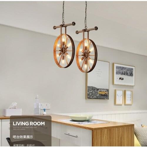 American country retro wrought iron water pipe wheel lamps coffee bar bar restaurant clubhouse warehouse clothing store chandeli