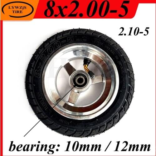 8x2.00-5 Wheel Tubeless Vacuum Tire with Aluminum Alloy Rims for Electric Scooter Kugoo S3 S2 S1 C3 Pocket Bike Wheelchair