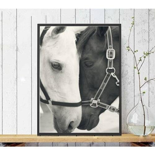 Canvas Wall Art Black and White Poster Animal Modern Home Decor Paintings On The Wall Frameless Horse Pictures Prints