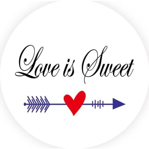 DouxArt 100pcs 40MM Love is Sweet Stickers Seals, Cupid Arrow Heart Wedding Decoration Party Communion Handmade Labels V036