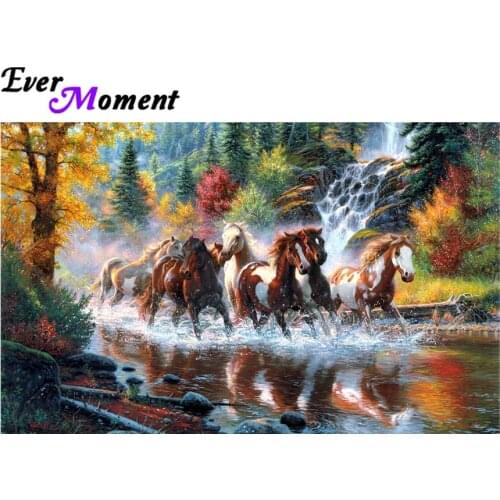 Ever Moment diamond painting waterfall horse cross stitch diamond embroidery wall painting animal for living room decor ASF797