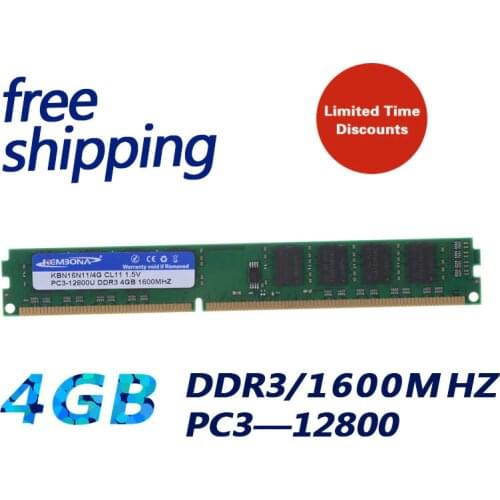 KEMBONA Brand New Sealed DESKTOP DDR3 4G 4GB 1600MHZ / PC3 12800 CL11 work for all motherboard KBA 16N11/4G