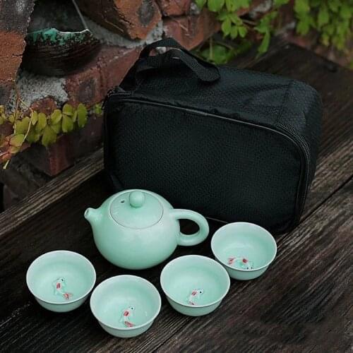 Chinese Travel Kung Fu Tea Set Gaiwan Tea Cups of Tea Ceremony Tea Pot Ceramic Portable Teapot Porcelain Teaset Free shipping