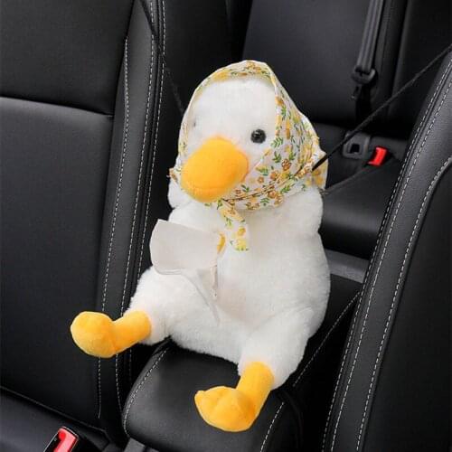 2021 New Creative Swing Duck Cute Armrest Box Drawer Box Haning little Duck Seat Back Car Tissue Box Decoration