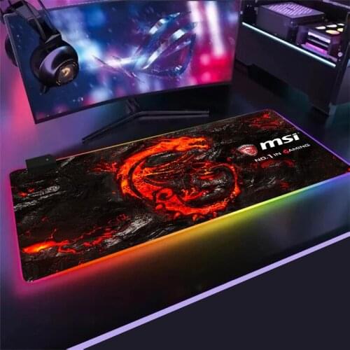 Red Dragon MSI RGB Gaming Large Mouse Pad Gamer Led Computer Mousepad Big with Backlight Carpet led Keyboard mouse pad carpet