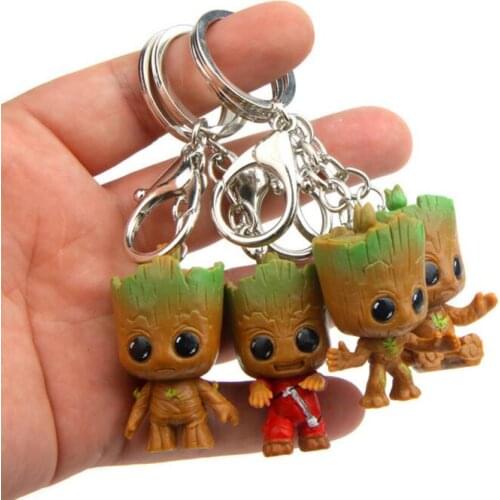 4PCS Mini Tree man Grootted Doll Keychain Toys Guardians Galaxy Baby Treeman Keychain Pendant Toys Mini Action Figure Toys