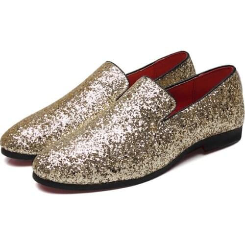 Zapatilla Hombre Bling Bling Crystal Mens Shoes Handmade Classic Style Leather Dressing Formal Shoes Men Glitter Slip On Loafers