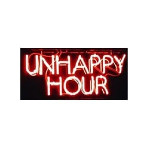 14“ Unhappy Hour Acrylic Custom Neon Light Lamp Sign Beer Bar Handmade Real Glass Decorate Home Wall Room Windows Tube Artwork