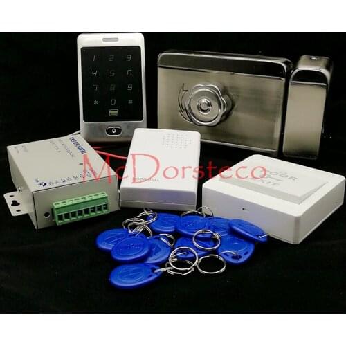 Brand New In Stock Full Waterproof Metal RFID Card Code Touch Keypad Door Access Control Kit Electric Door Rim Lock