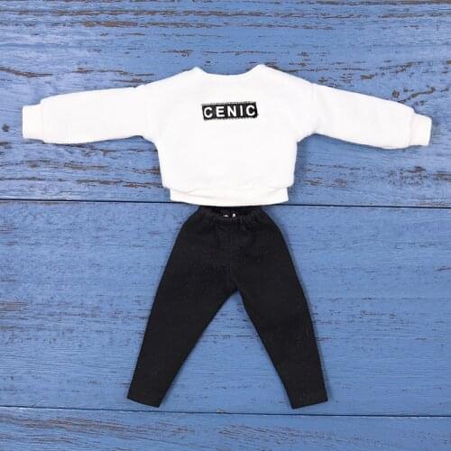 DBS Blyth 1/6 bjd 30cm doll clothes White letter sweater with black leggings suit for the ICY girl gift