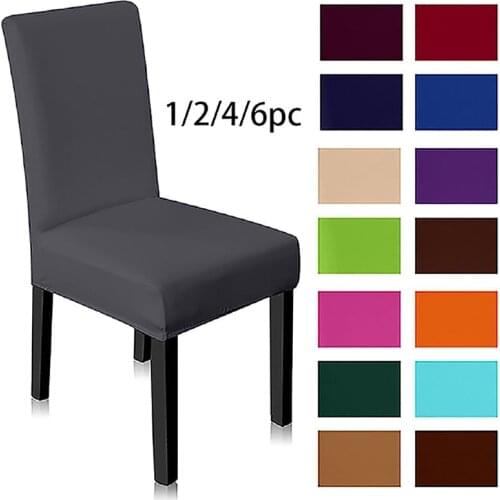 Elastic Chair Covers Solid Color Modern Plain Chair Cover Seat Cover Dining Hotel Wedding Banquet 1/2/4/6 Pcs