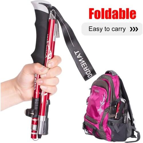Ultra-light Aluminum Alloy Walking Stick Outdoor Hiking Climbing Adjustable Alpenstock Telescopic Cane Shockproof Trekking Pole
