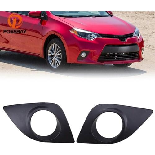 POSSBAY Front Fog Light Cover Trim Lower Bumper Hole Grilles for Toyota Corolla(Eco,Eco Plus,L,LE) 2014-2016 Pre-facelift