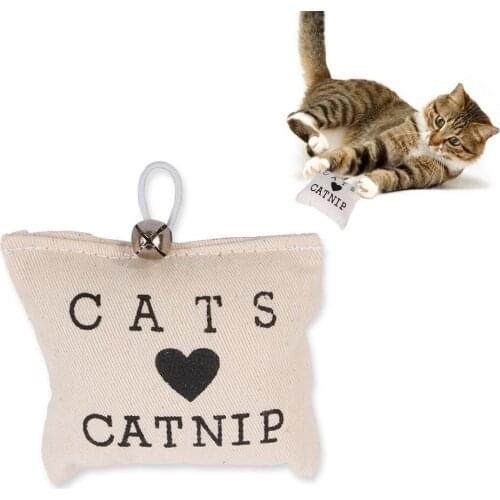 Khaki Pet Cat Refilling Cat Mint Simulation Plush cat Interactive Chewing Cloth Toys With Bell