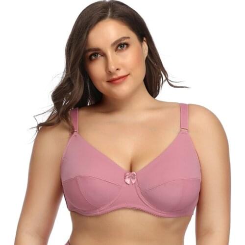 Plus Size 80-120 Big Cup C D E F G Cup Unlined Bra Women Basic Underwear Full Coverage Underwire Supportive Brassiere 6 Colors