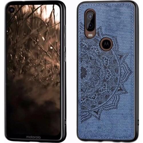 Embossed Mandala Fabric Cloth TPU PC Phone Case Cover for Motorola MOTO P40 ONE VISION