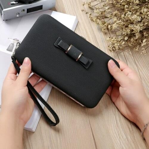 Luxury Wallet Women Streetwear Fashion Bow Long Female Purses Wallets Box Mobile Card Holder Storage Pouch Case Clutch Wallet