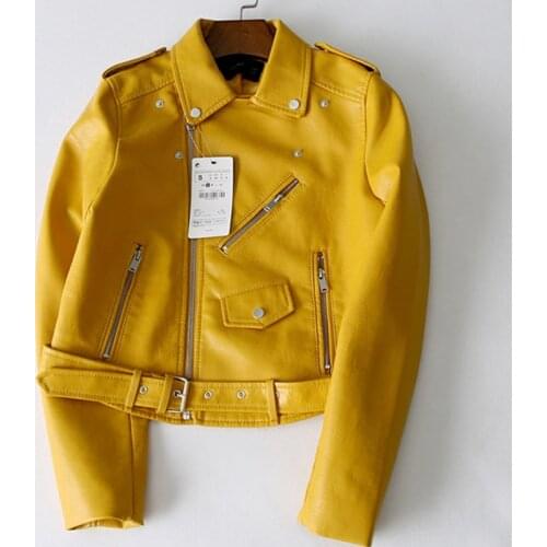 Chic Korean Faux Leather Jacket Women 2021 Autumn Winter Streetwear Classic Moto & Biker Style Zipper With Belt Short Jackets