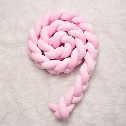 Three-strand Weaving Long Knotted Pillow Bed Fence Braided Strips Simple 200cm Pink Crystal Multi-purpose Super Soft Guardrail