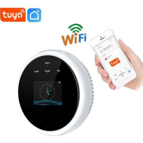 Tuya Wifi Gas Leak Sensor Led Display Screen Combustible Smart Home Smart LPG Gas Alarm Temperature Detector Smart Home