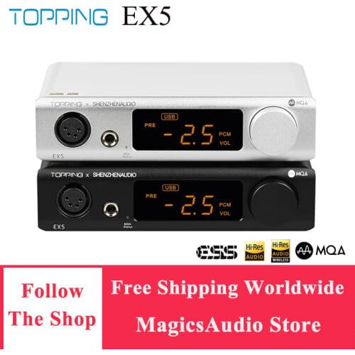 TOPPING EX5 MQA DAC Headphone Amplifier ES9038Q2M*2 Bluetooth 5.0 Decoder with Remote Control