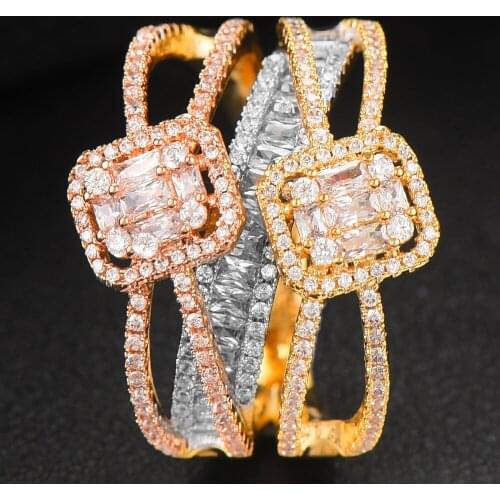 Blachette DUBAI Noble Luxury Stackable Wedding Rings for Women Bridal Engagement Jewelry Accessories Cubic Zirconia Original