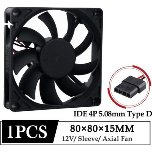 1Pcs Gdstime DC 12V Fan 80mm 80x80x15mm Brushless Axial PC Case Cooler Fan 80mmx15mm 8cm Computer Cooling Fan