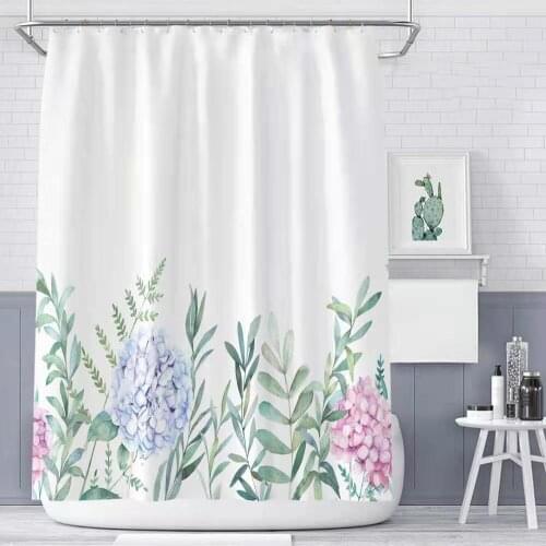 Natural Plant Green Tropical Shower Curtains Leaves Printed 3D Curtains For Bathroom Polyester Waterproof Bathroom Curtains