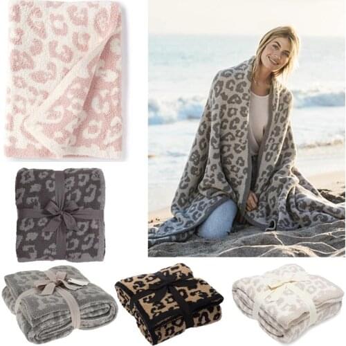 High-quality Comfortable Plush Wool Blanket Childrens Knitted Leopard Blanket Home Barefoot Soft Blanket Cover Blanket