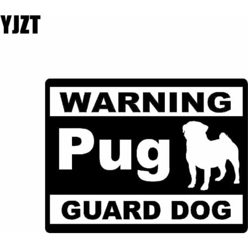 YJZT 15CM*11.4CM Warning Pug Guard Dog Car Window Vinyl Sticker Accessonies Black/Silver C2-3225