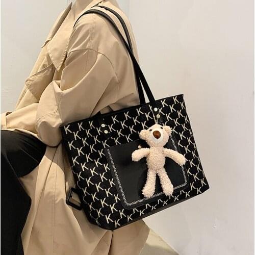 Letter Printed Pattern Handbag for Women 2020 New Puppet Bear Single Shoulder Bags Ladies Purses and Handbags Channels Handbags