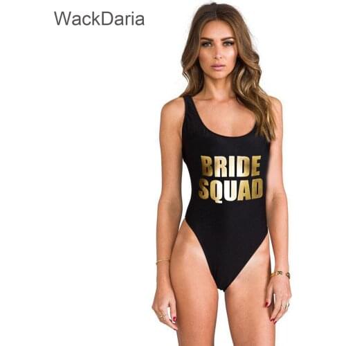 WackDariasexy women swimsuit one piece letter BRIDE SQUAD no bra-pad & push up купальник women summer women beach wearsuit
