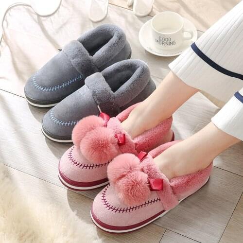 Winter Slippers Plush Non Slip Home Shoes Indoor Couple Floor Shoes Bedroom Basic Winter Slippers women Rabbit Footwear slides