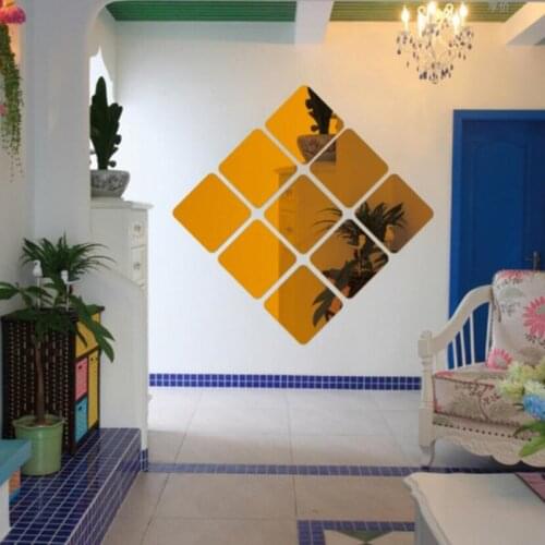 1PC 3D Square Mirror Tile Wall Stickers Decal Home Living Room Decoration