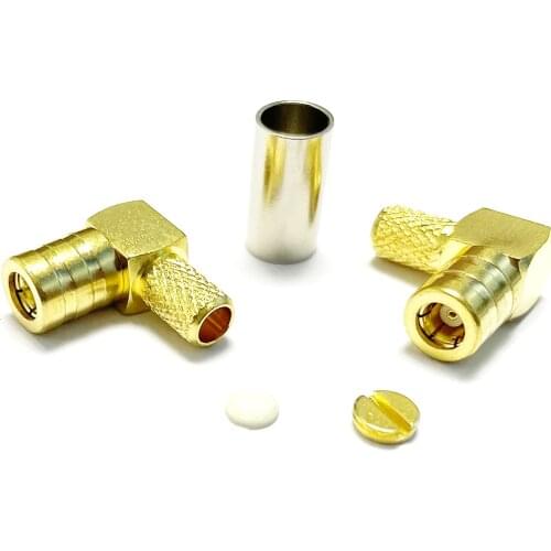 1pc SMB Female Jack RF Coax Convertor Connector Crimp for RG58 RG142 LMR195 Cable right angle Goldplated NEW wholesale